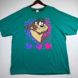 Vintage 90s Taz Tasmanian Devil Hearts T-Shirt Sun Sportswear 1X Made In‎ USA